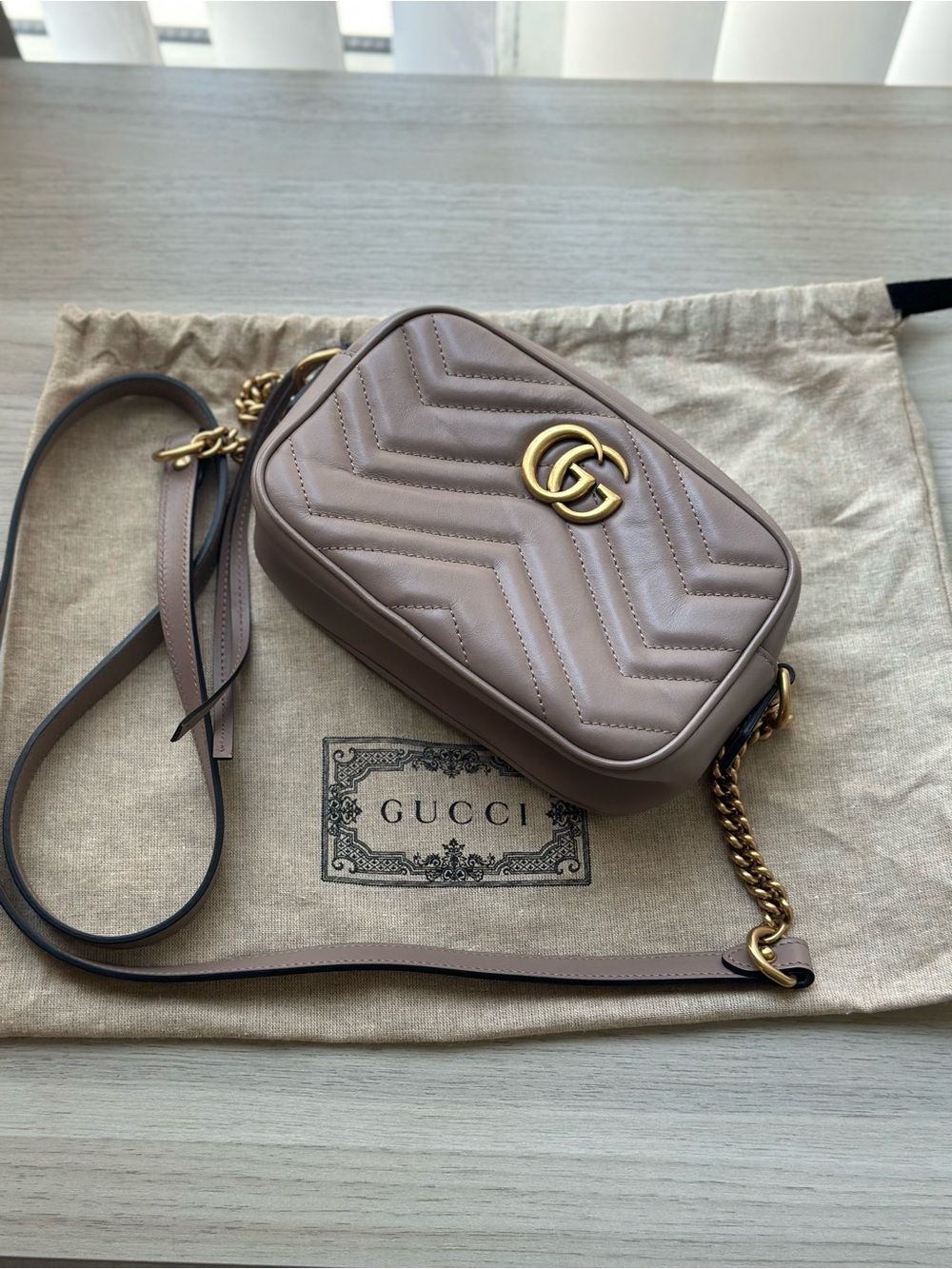 Gucci Pink/Mauve Marmont Small Camera Crossbody Bag
